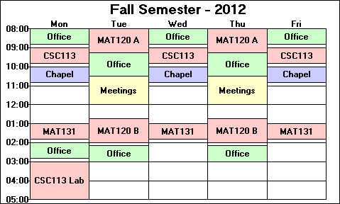 Schedule Fall 2012
