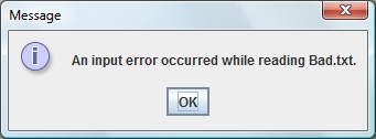 Input error message