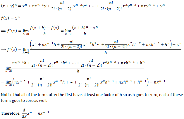 d(x^n)/dx = nx^(n-1)