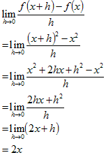 Finding the derivative of f(x) = x^2